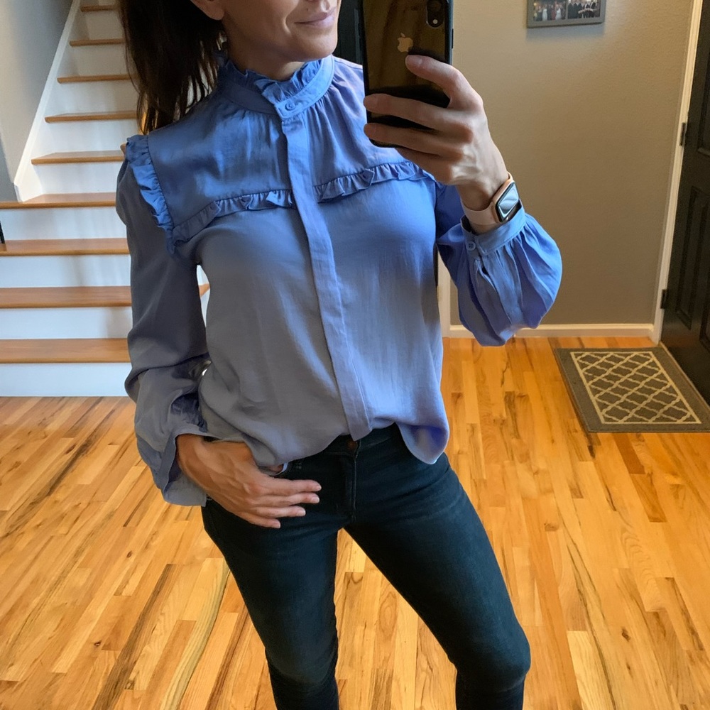 Ann Taylor Button Up Chambray Blouse